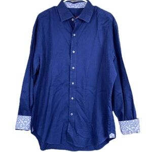 Robert Graham Brocade Subtle Blue on Blue Paisley Pattern Button Down Shirt